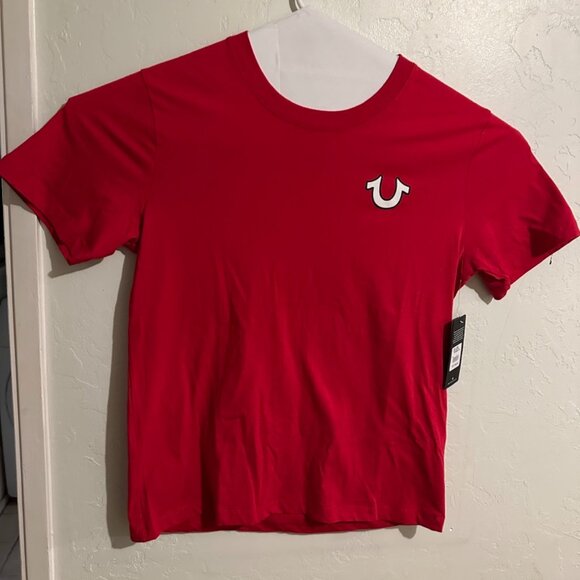 True Religion T- Shirt Mens L Big Buddha Tangle Crew Neck Red Dahlia - Picture 2 of 6